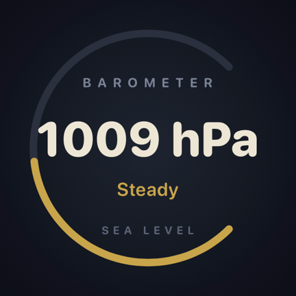 Barometer widget with brass gauge
