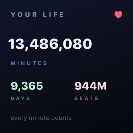 Your Life in numbers widget