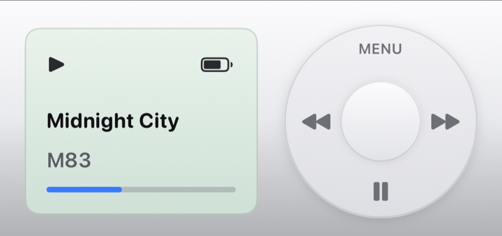 iPod-style music player widget with click wheel