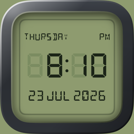 Retro Digital — a machined LCD alarm clock widget with segment display